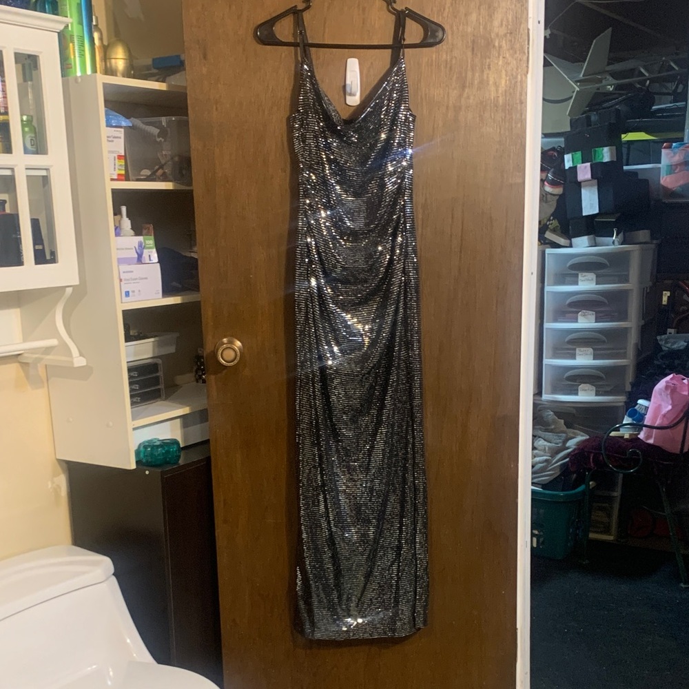 Lulu's Elegant Black Sequin Gown